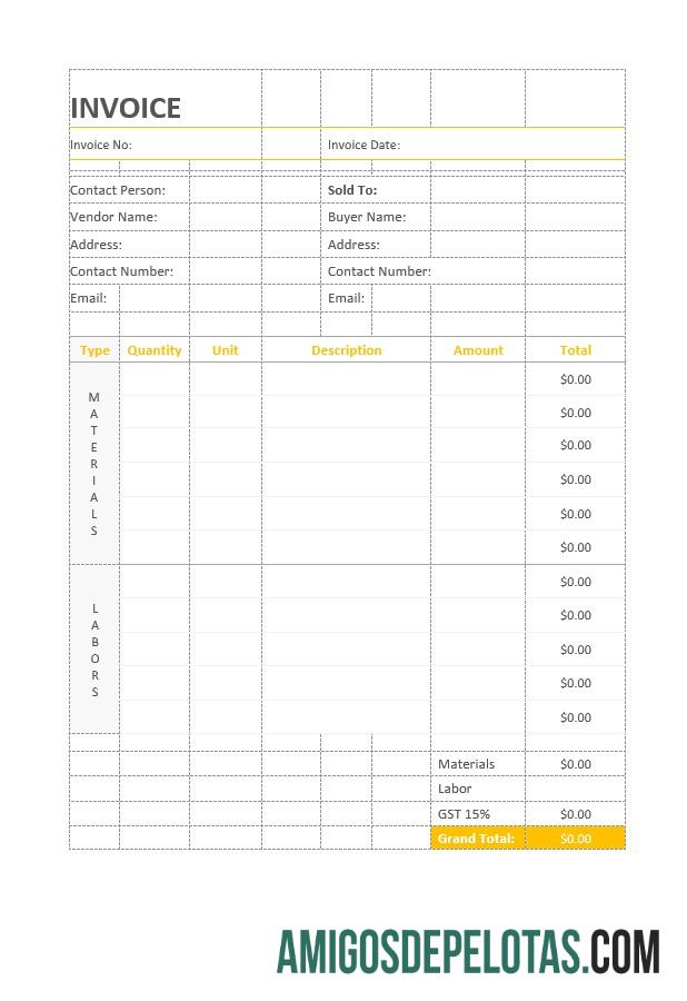 em branco Modelo de fatura de pintura